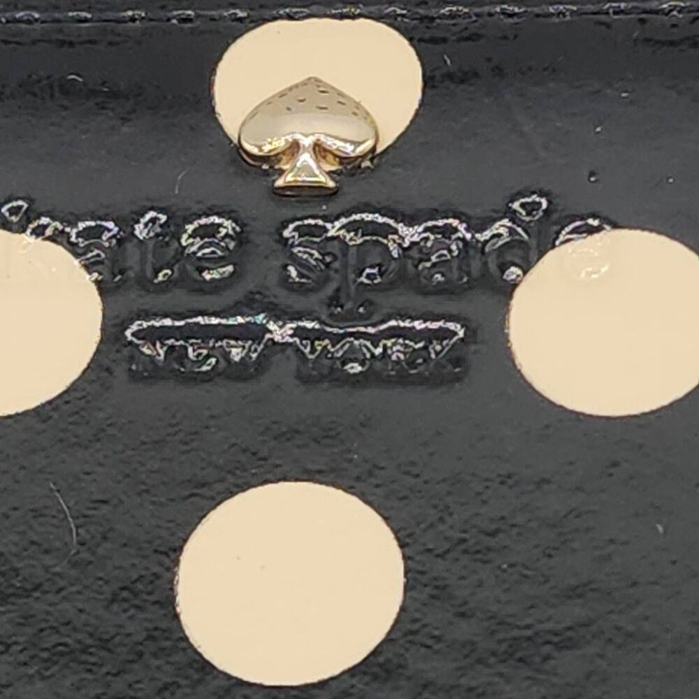Kate Spade charming dot black and cream zip around wallet with gift box - Picture 5 of 9